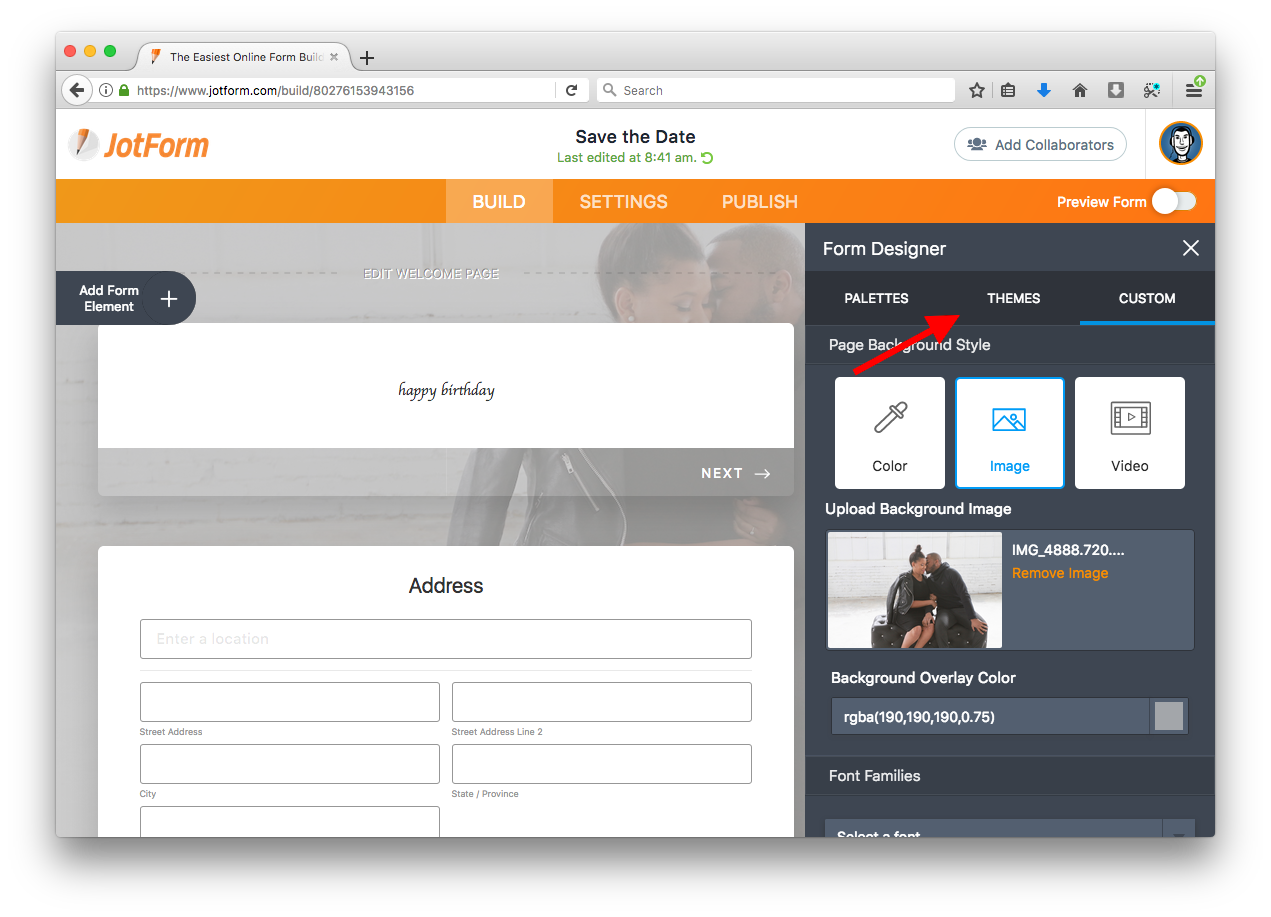 Jotform Card How to change font family?